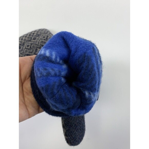 Handmade Navy Blue Button Mittens Wool Felt Fleece Lined Unbranded Boutique - Picture 5 of 5